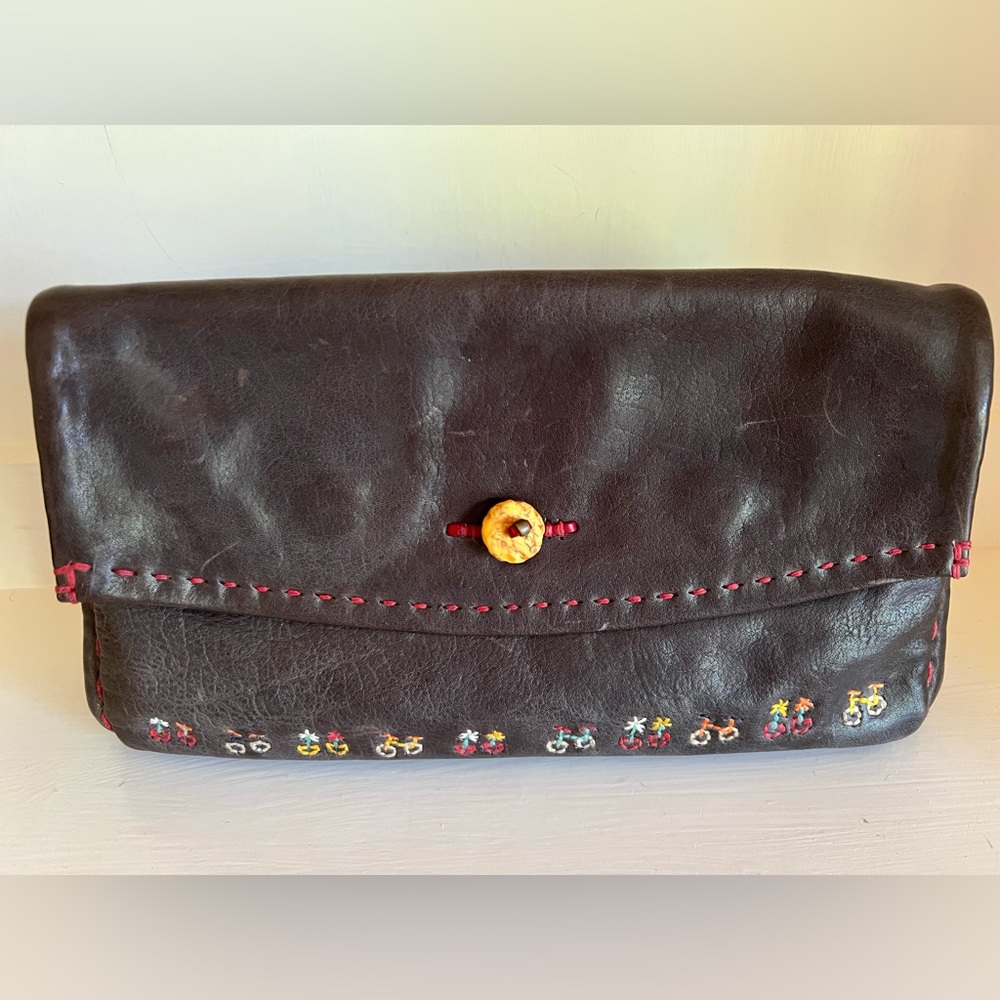 $1695 Henry Cuir Embroidered Leather Clutch